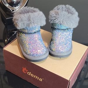 Odema Toddler Little Girls Glitter Sequins Snow Boots